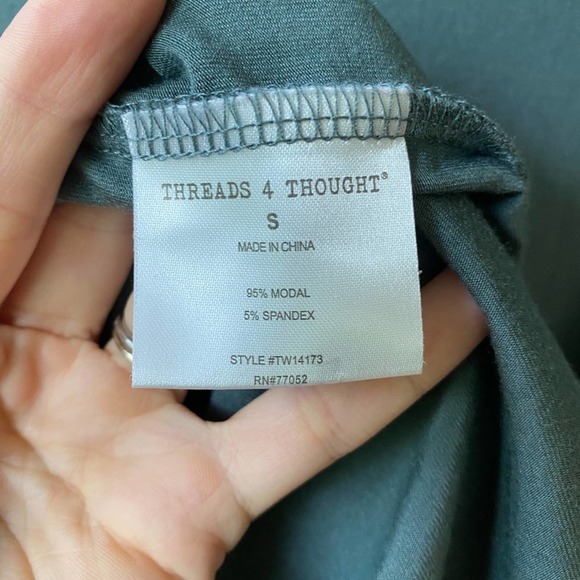 THREADS 4 THOUGHT Women's Blue Short Rolled Sleeve Scoop Neck T-Shirt Dress sz S - Picture 7 of 7